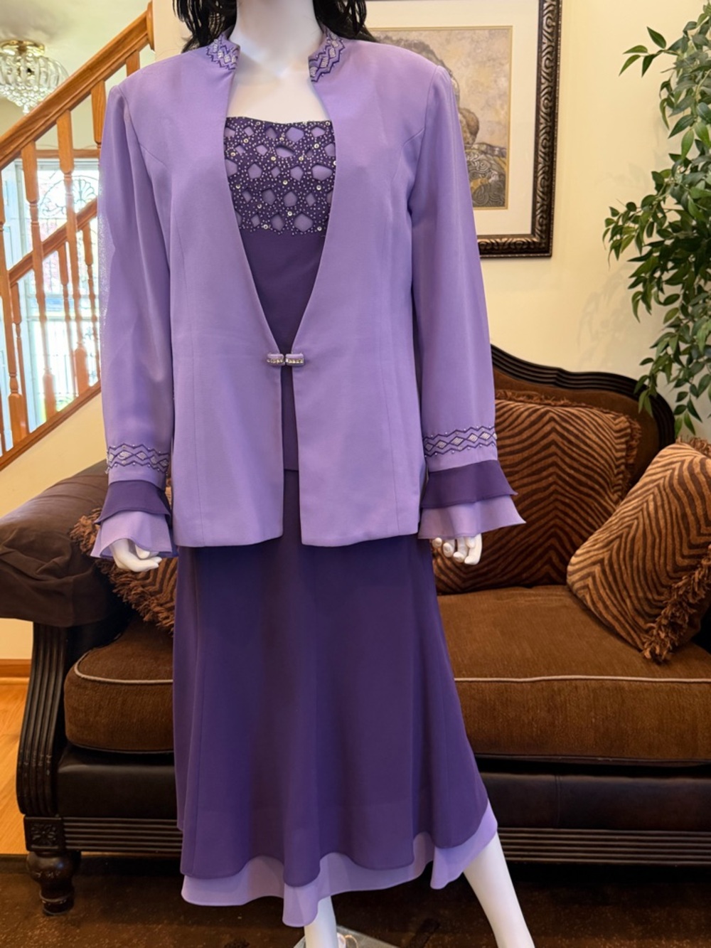 Carissimo Elegant Lavender/Purple Three-Piece Skirt Set